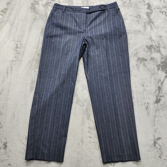 Van Heusen Pants Womens 8 Gray White Striped Mid Rise Straight Crop Ankle Office - Picture 1 of 12